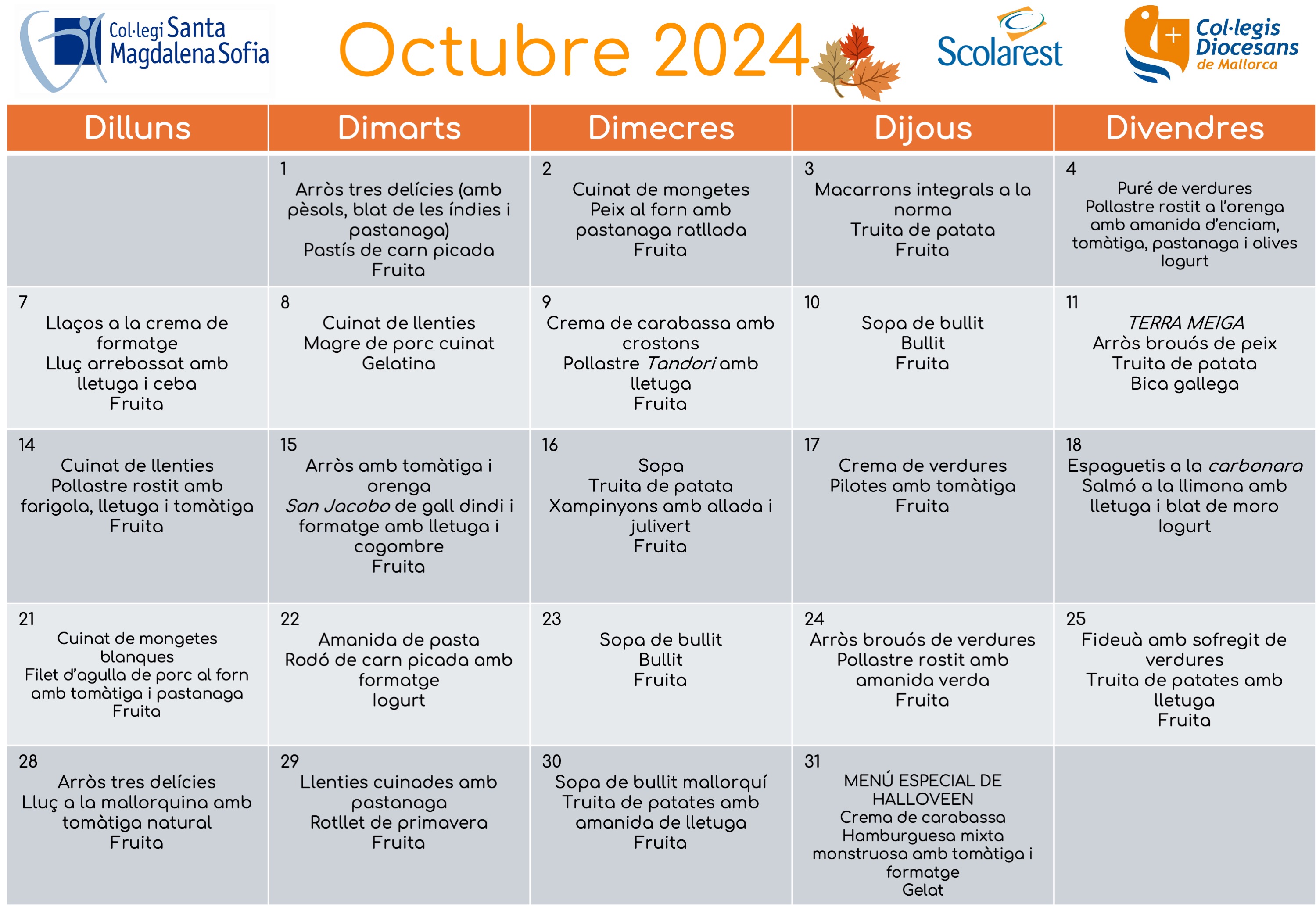 menu octubre 2024